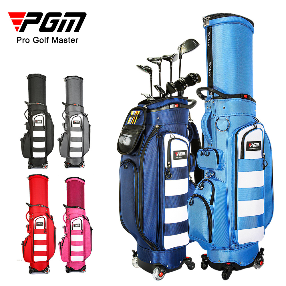 Túi golf bốn bánh kéo có phanh, kiểu kính thiên văn, cao 127 cm — QB098 [đen đỏ], QB098 [màu xám đen]