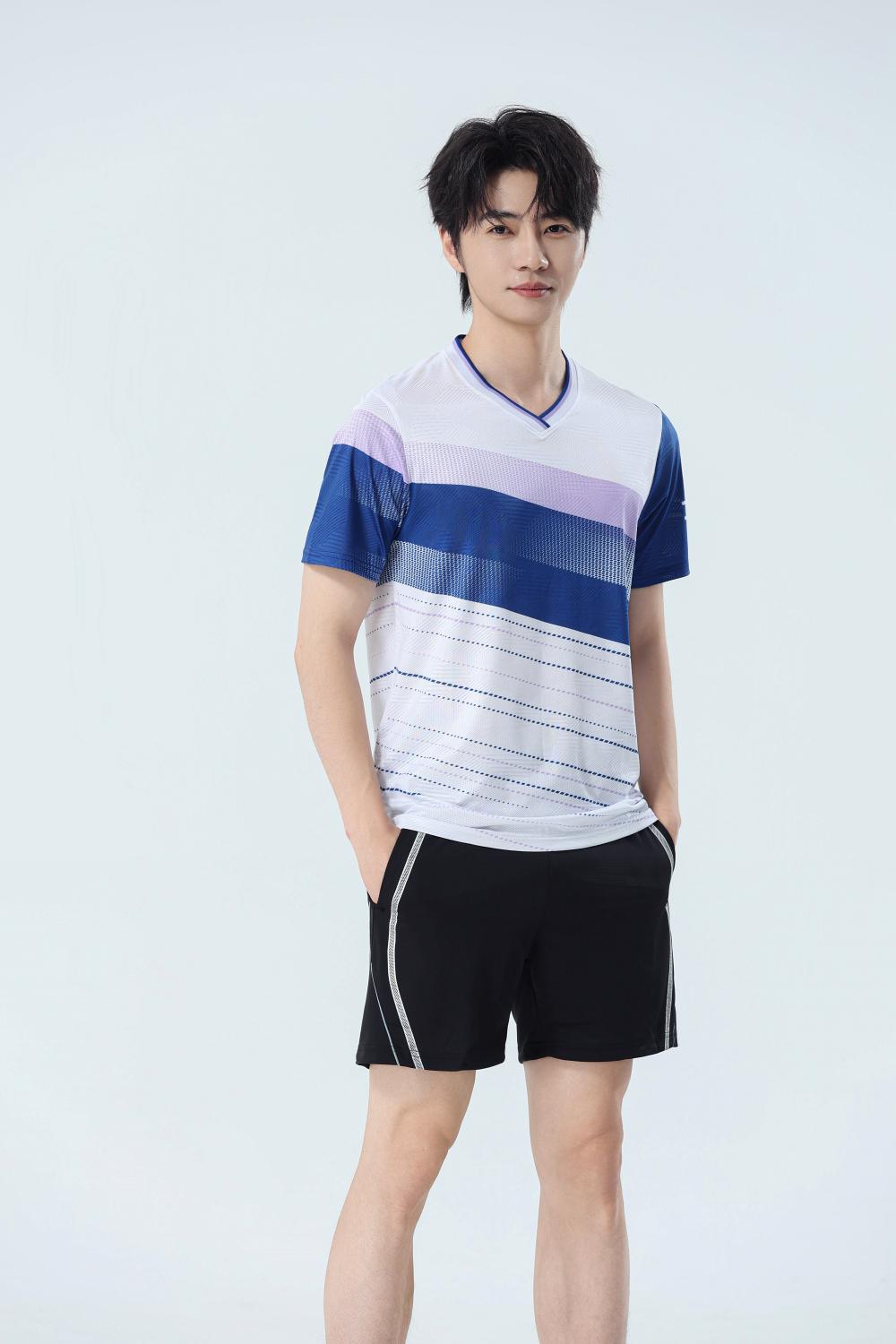 Nuevo set de bádminton transpirable de secado rápido hombre y mujer V-collar chaqueta deportiva para niños adultos con impresión personalizada image 22
