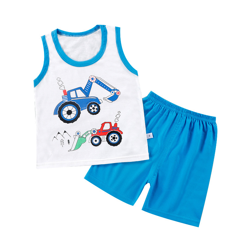 Verano niños chaleco traje de algodón niños pantalones cortos ropa niñas sin mangas estilo coreano Pijamas bebé verano ropa para niños