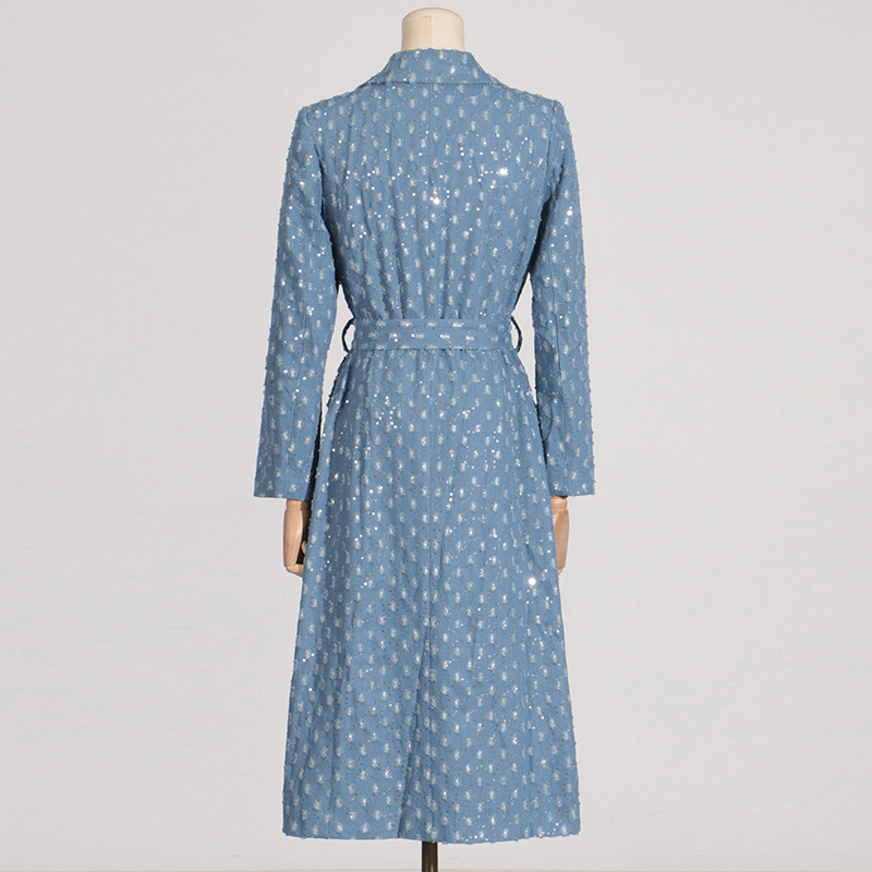 Damenbekleidung Temperament Anzugjacke Herbst neue lange Windjacke vielseitiger Schnürer High-End langer kleiner Anzug_voghion.com