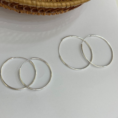 Pure Silver S925 Oversized Thick Round Simple Hoop Earrings for Women, Fashion Trendy Hoop Earrings with a Pop Star Vibe