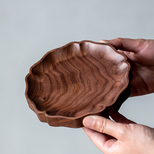 Walnut Solid Wood High Foot Pot Bearing Household Cover Bowl Teapot Tray Refreshment Plate Chinese Kung Fu Tea Set Accessories Dry Soaking Table