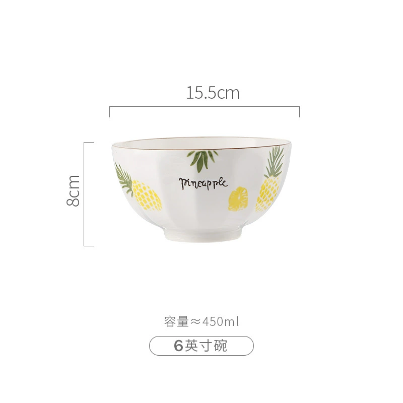 Керамическая японская тарелка для обеда с узором 'New Pineapple' ананас с золотой каймой, в разных размерах и набор посуды