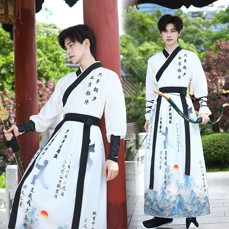 Оригинальный Hanfu мужской китайский стиль властный и вдохновляющий вышивка боевых искусств