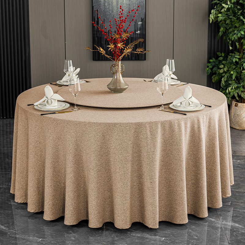 2025 nuevo mantel de hotel, mesa redonda, impermeable, a prueba de polvo, resistente al desgaste, tela de mesa de comedor con textura de algodón y lino de imitación al por mayor