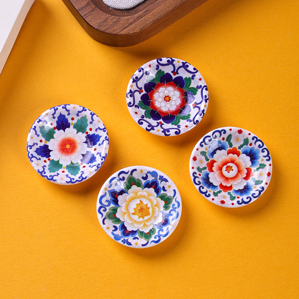 2026新款国潮民族风仿真青花瓷牡丹花纹碗diy手办配饰迷你摆件