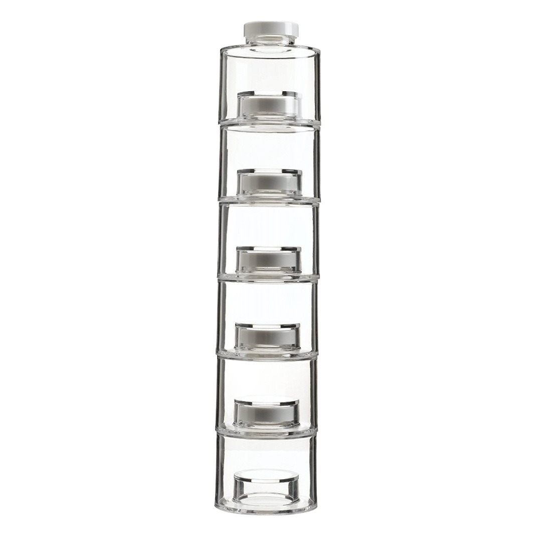 Tarro de condimento en forma de torre Botella de condimento apilable transparente Caja de almacenamiento de especias Estante de condimento en forma de torre Fábrica en stock