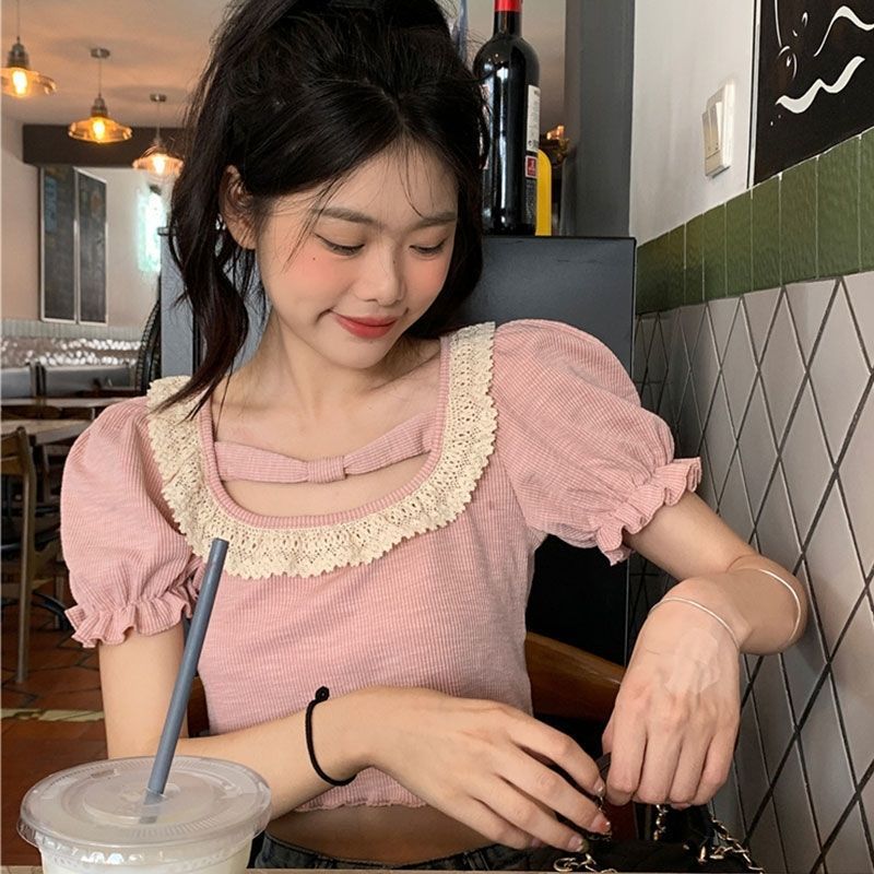 Summer Japanese cute lace short sleeve T-shirt for students