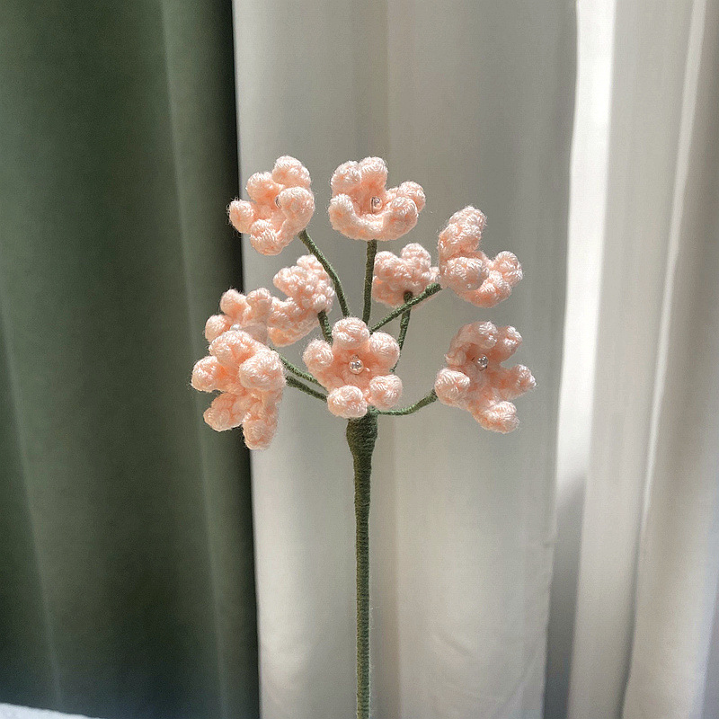完成した手織りバラ、スズラン、ヒマワリ、造花、ウールニットブーケ、花飾り、ギフト|undefined