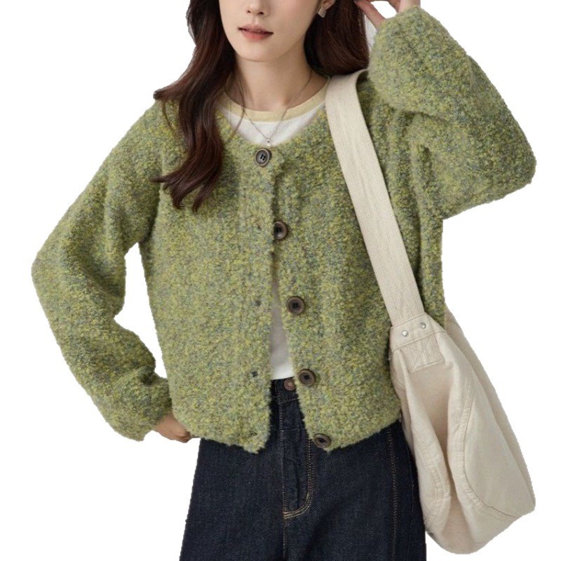 早秋装黄色短款针织开衫毛衣外套女春秋季2025新款小个子慵懒上衣|undefined