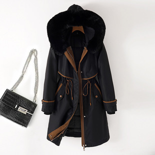 Mid-length two-way parka cotton-padded clothes 2023 Winter cotton-padded clothes women's detachable inner hooded down cotton-padded clothes women