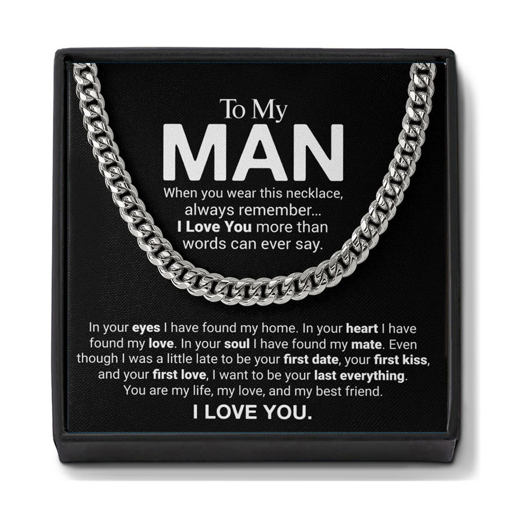 European and American Cross-border Stainless Steel Necklace Men's Titanium Steel Cuban Chain Encrypted Round Grinding Polished Hip Hop Trend Necklace