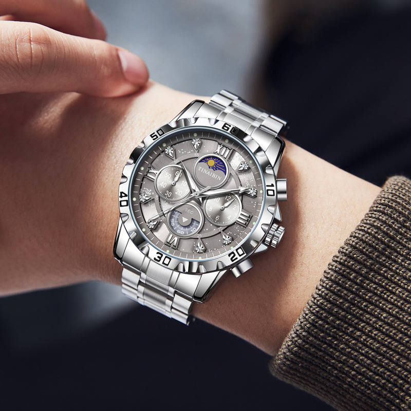 New Hot Selling Watch Men's Watch Trendy High End Quartz Watch Steel Band Multi Functional Night Glow Waterproof Fashion_voghion.com