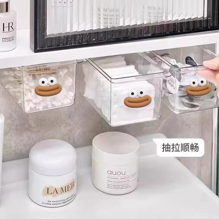 Bathroom Mirror Cabinet Storage Box Transparent Wall-Mounted Cabinet Drawer Bathroom Sink for Cotton Swabs, Makeup Cotton, Lipstick