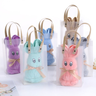 Creative edging bunny towel bath towel wholesale gift towel high density coral fleece wedding hand gift doll face towel