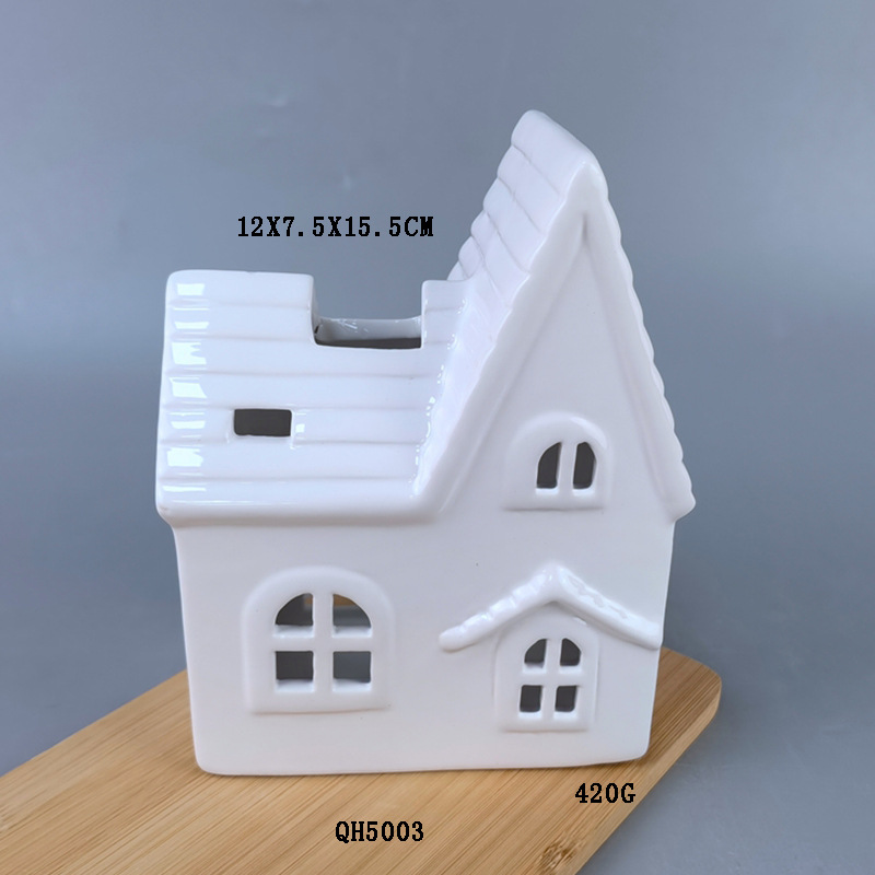 Decoración de casa de cerámica Candelabro de cerámica de Navidad Casa de porcelana blanca creativa Regalo de Navidad Decoración de cerámica