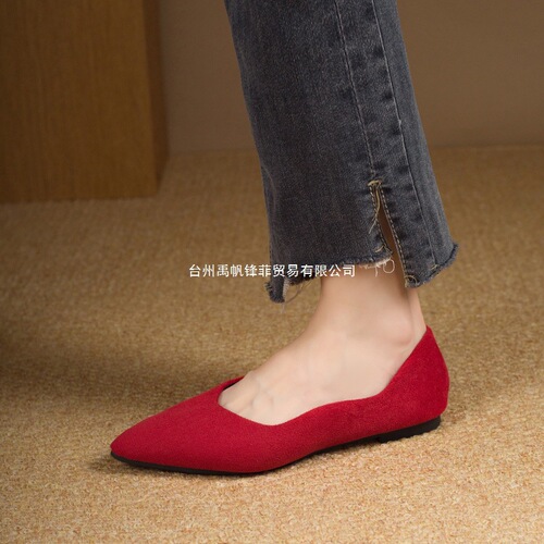 European and American flat-bottom new style flat-heeled plus-size women's four-season work suede wholesale plus-size