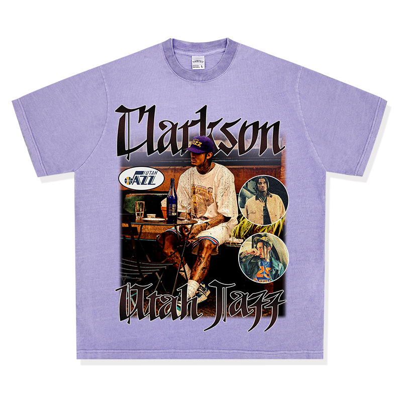 Transfronterizo Clarkson Clarkson camiseta de estrella retro estadounidense de manga corta con estampado