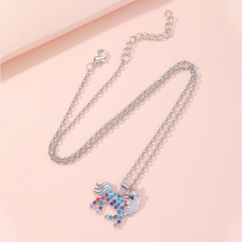 Amazon Unicorn Necklace Valentine's Day Colorful Pony Pendant