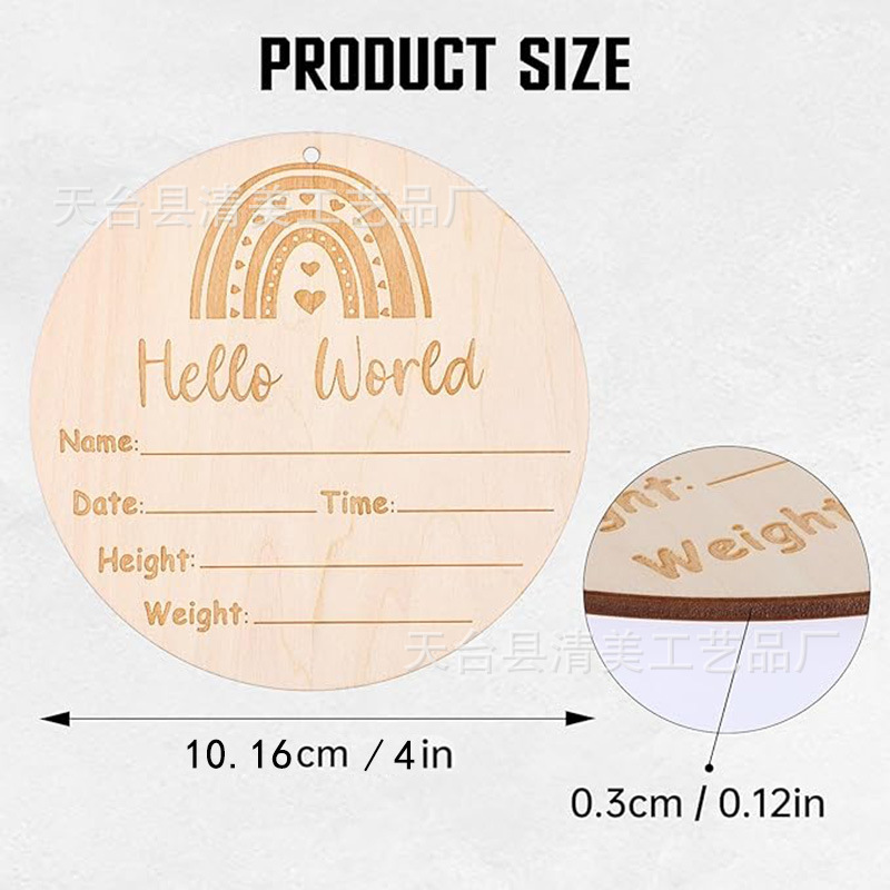 10.16cm recién nacido de madera de doble cara tallado hito mes del bebé película redonda conmemorativa accesorios de la foto del bebé