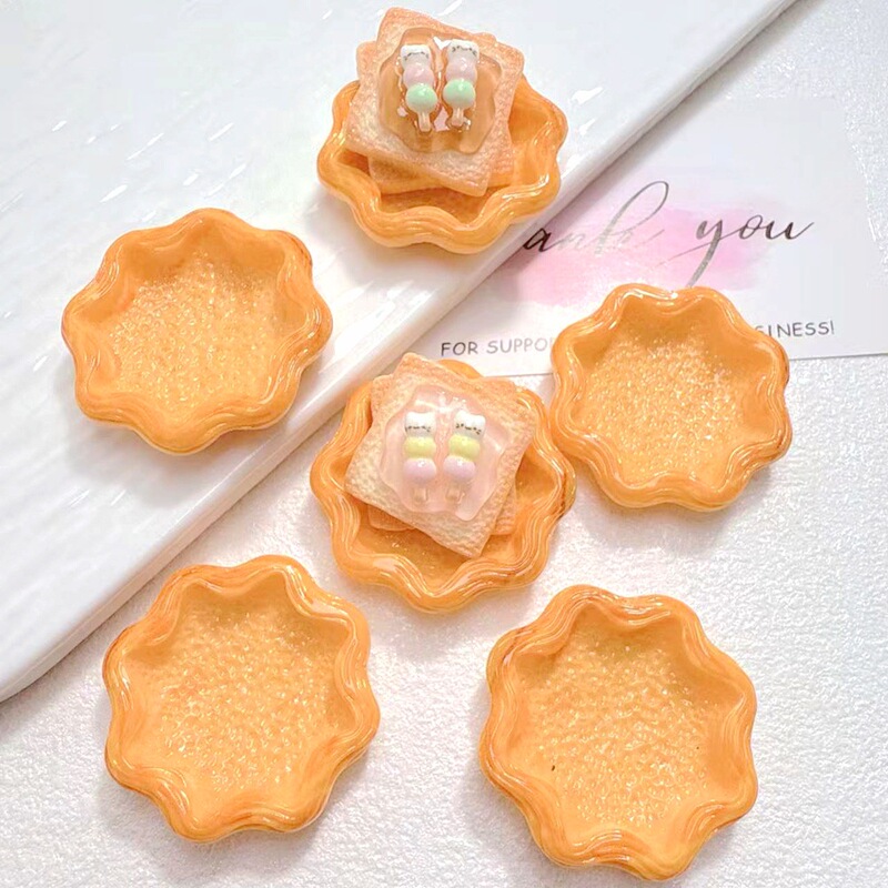 Simulated Food Toy Resin Accessories Caramel Lace Egg Tart DIY Hairpin Mobile Phone Case Keychain Refrigerator Magnet Hole Shoe
