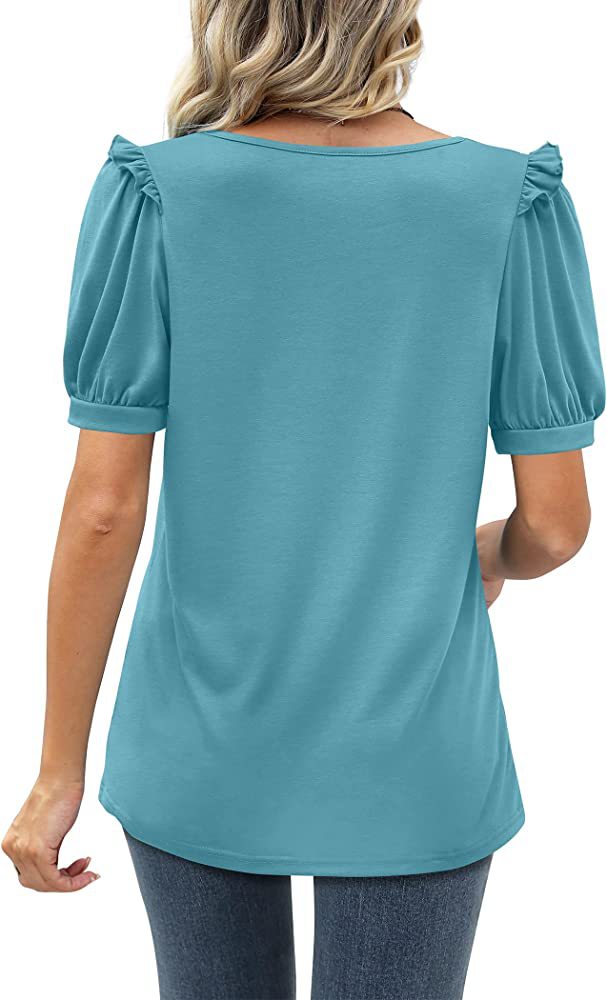 Mujeres Camiseta De Manga Corta Manga Corta Camisetas Plisado Moda Color Sólido display picture 5