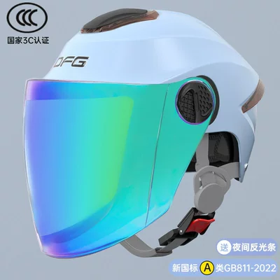 Motosiklet dəbilqələri | Men, Motorcycle Safety Helmet - one-size-fits-all-3c-high-quality-light-blue-uv-sun-protection-color-glasses