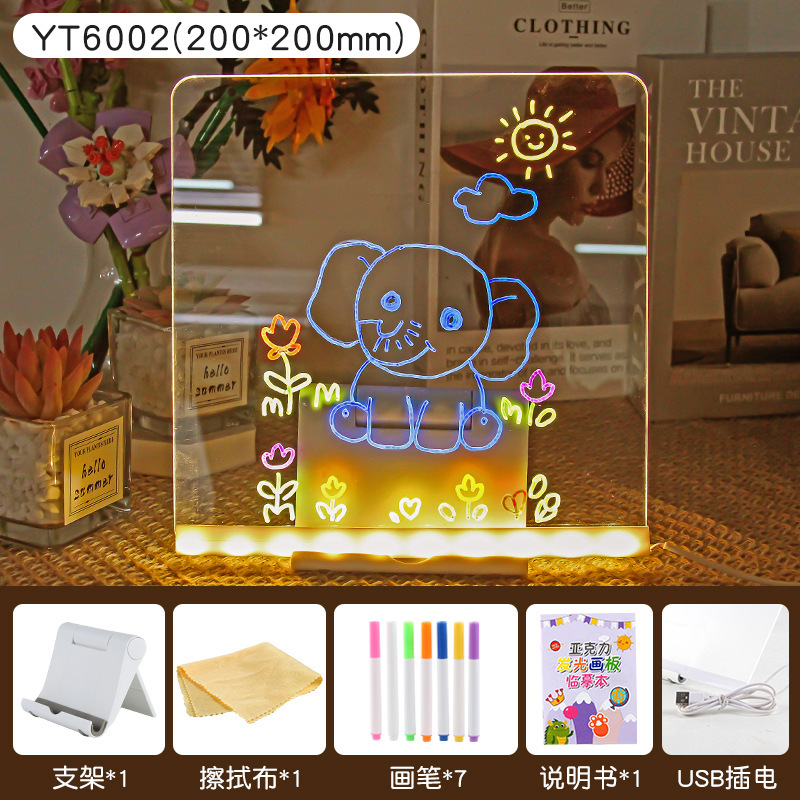 Tablero de pintura luminoso juguetes acrílicos hechos a mano DIY tablero de pintura borrable tablero fluorescente creativo herramienta de dibujo a mano