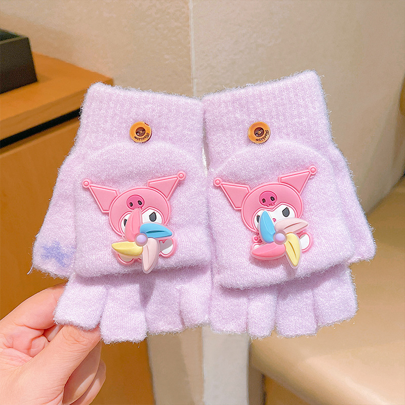 Guantes pequeños para niños, cunas de medio dedo para bebés, niñas y niños, engrosados en invierno, cálidos y a prueba de viento, juegos de cinco dedos para bebés y niños pequeños en otoño e invierno