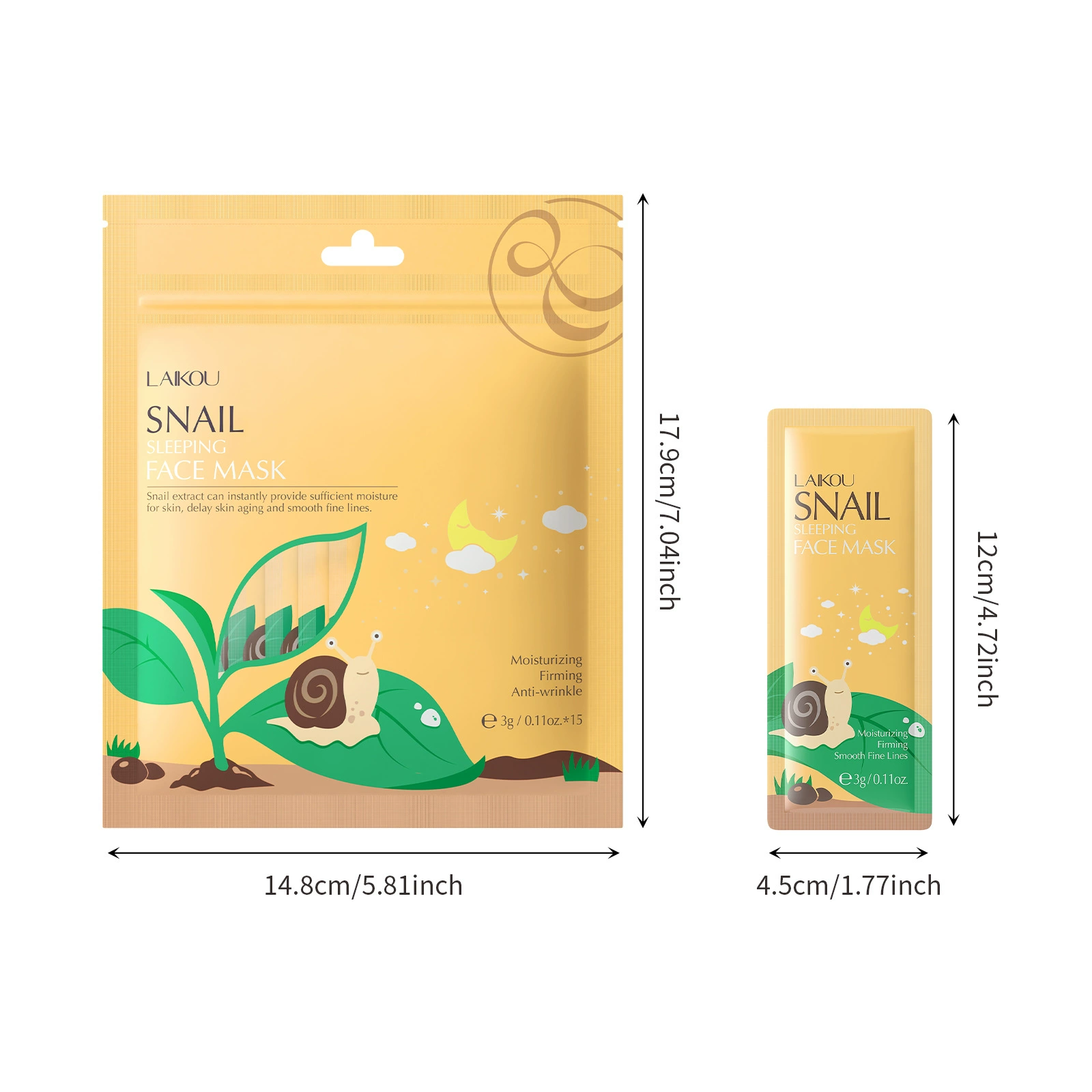 莱蔻 Night moisturizing nutritious face mask, 15 pieces, wholesale