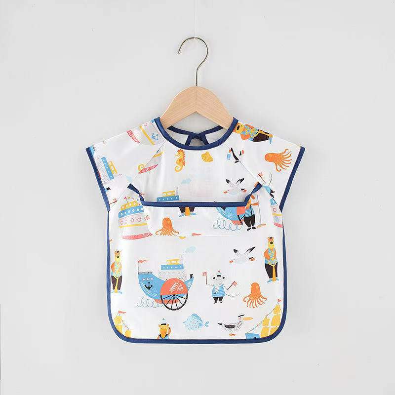 Mono para niños impermeable de manga larga anti-vestirse bebé comiendo ropa delantal bebé mono de bebé babero ropa de protección