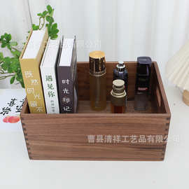 北美黑胡桃收纳筐口红化妆品筐抽屉玄关桌面杂物钥匙收纳盒整理盒