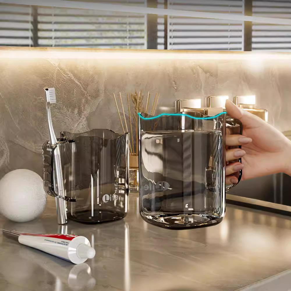 Copo para escovas de dentes transparente para banheiro_voghion.com