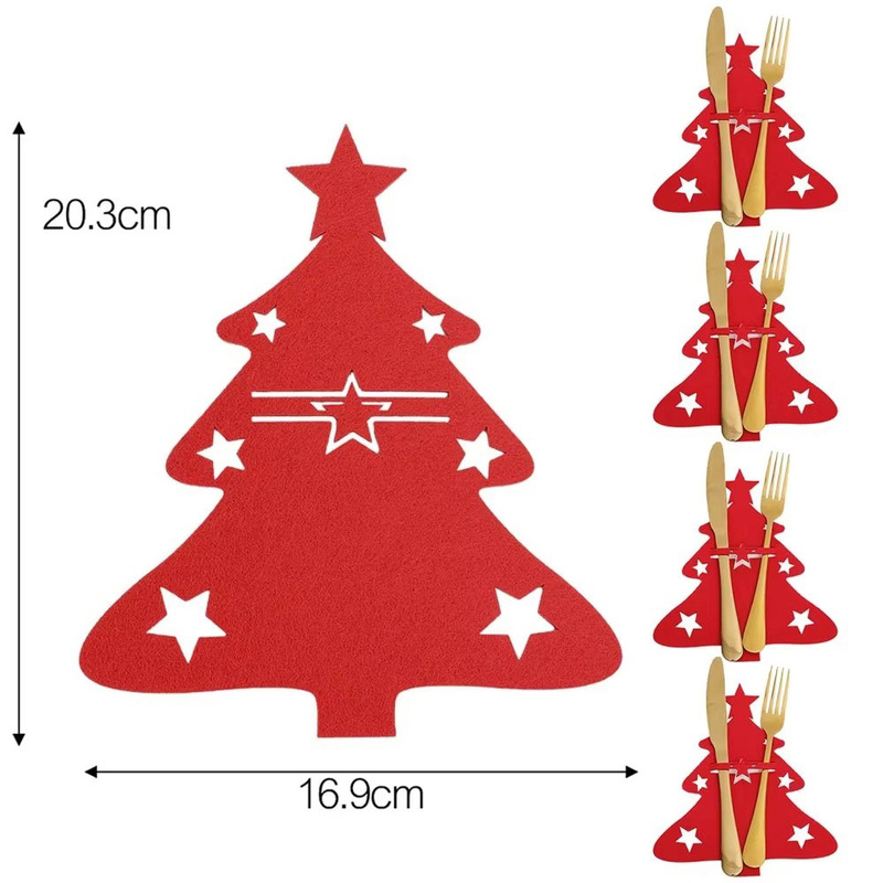 クロスボーダークリスマスツリー食器棚フェルトフォークスプーン袋クリスマステーブル装飾食器袋クリスマス装飾|undefined