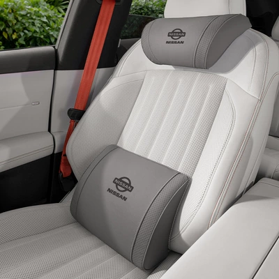 Suitable for Nissan Car Headrests, Headrest - small-k-velvet-meteorite-gray-nissan-headrest-lumbar-support-set