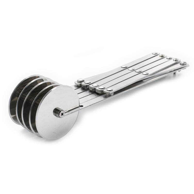 En stock de acero inoxidable cuchillo de pizza retráctil multi-Rueda de aceite palo cuchillo rodillo cortador de fideos comercial cortador de fideos dispensador de la torta