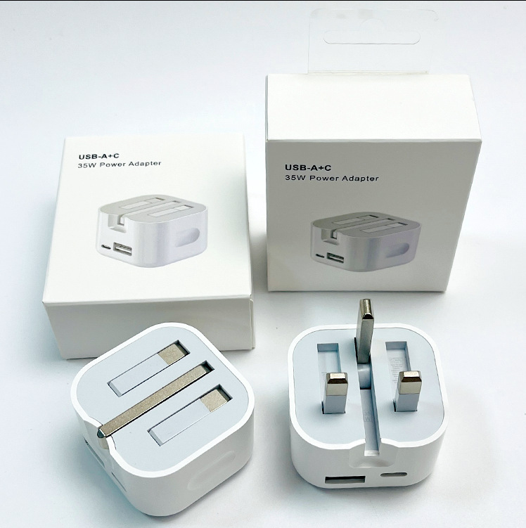 35WA+C 英国標準充電器デュアルポート高速充電ヘッド Apple Android 携帯電話 USB + PD 高速充電充電ヘッドに適しています|undefined