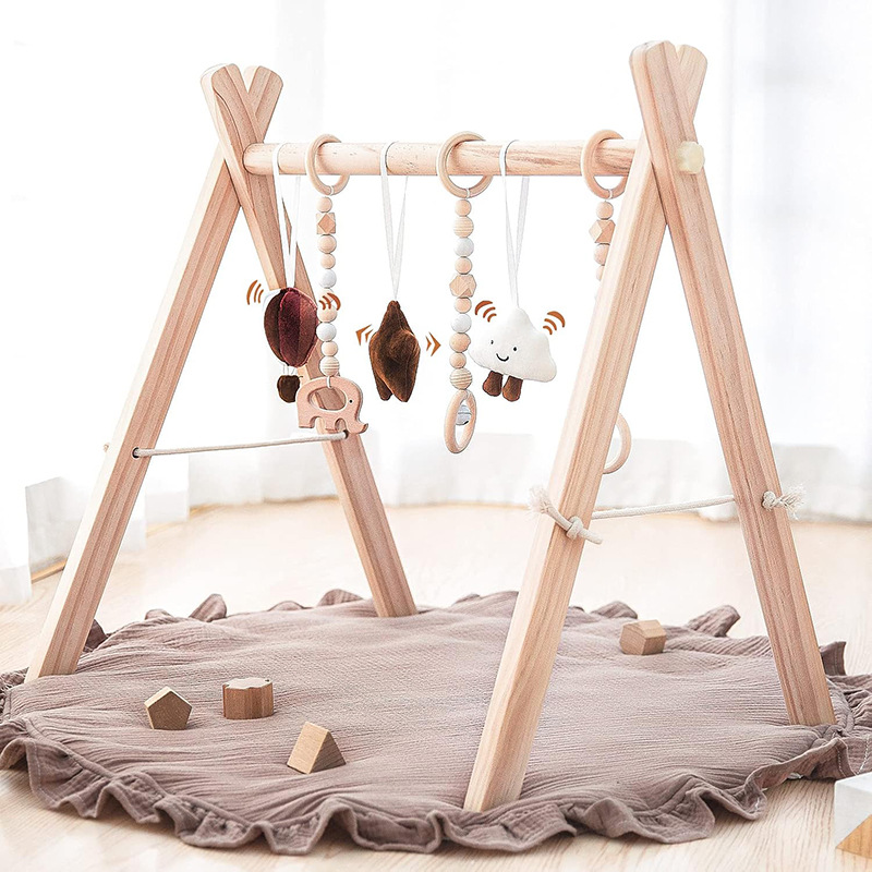 Wooden baby game fitness stand foldable game stand newborn baby gym…