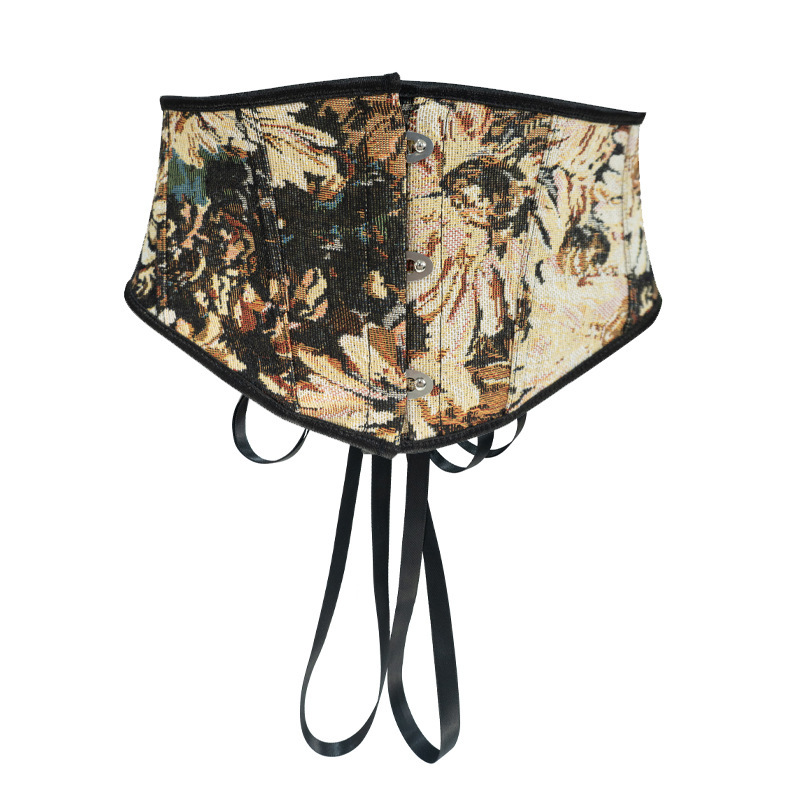 Impresión retro francesa sexy corsé correa cintura sellado corto cintura delgada cintura cint