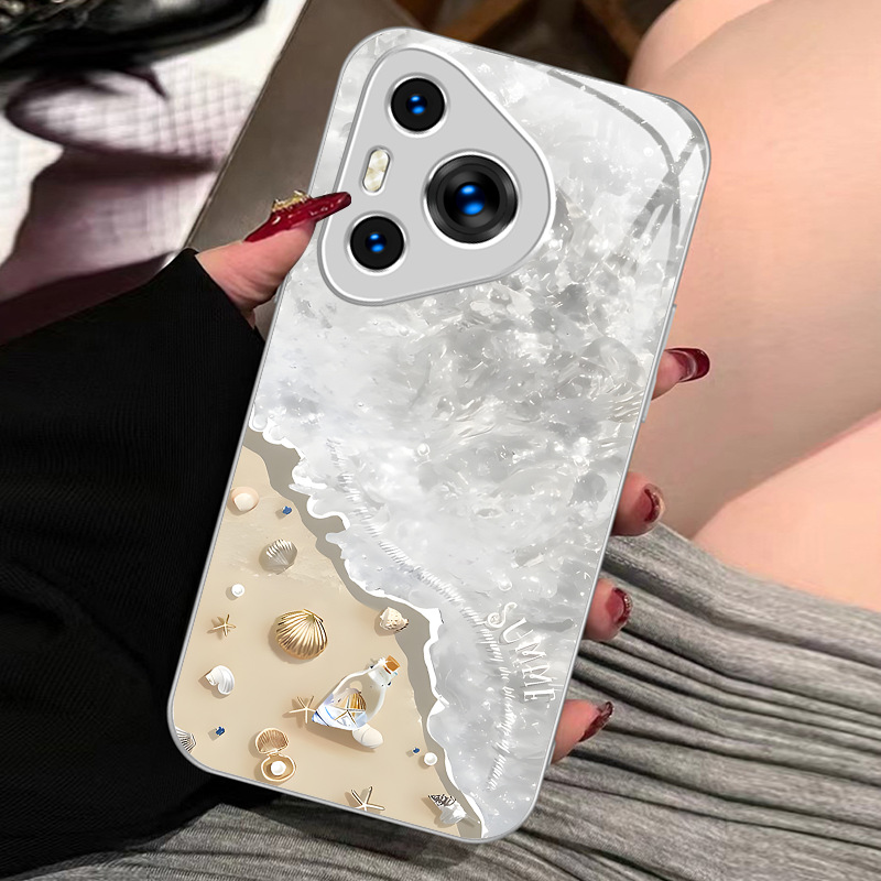 Suitable for Huawei P80 Mobile Phone Case P70 Beach Waves P60 Shell P50 Metal Paint Gt Summer 30 Flower Lanyard