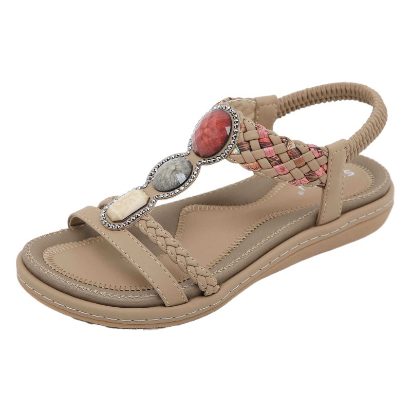 G923-1 Primavera/Verano 2024 nuevas sandalias planas de fondo suave de las mujeres del todo-fósforo de moda banda elástica sandalias ligeras