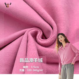 新品澳羊绒330-340G 棉氨弹力抓绒针织卫衣面料 卫衣校服外套玩具