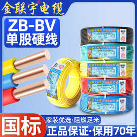 金联宇国标阻燃BV 1.5/2.5/4/6/10平方单股铜芯硬线家装单塑电线