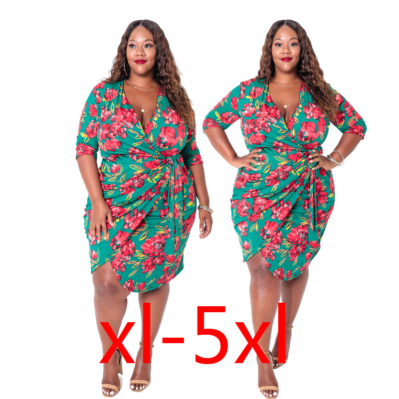 XL-5XL plus-size ladies African print dr...