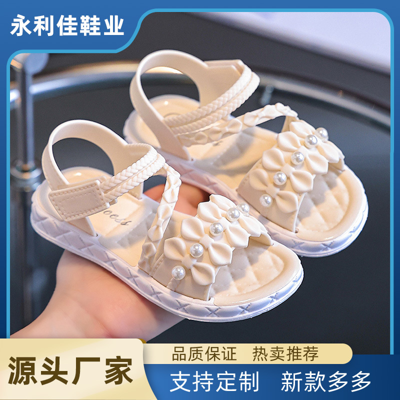 Sandalias para niñas para bebés de verano antideslizante para niñas estudiantes princesa fábrica directa al por mayor comercio exterior fondo suave