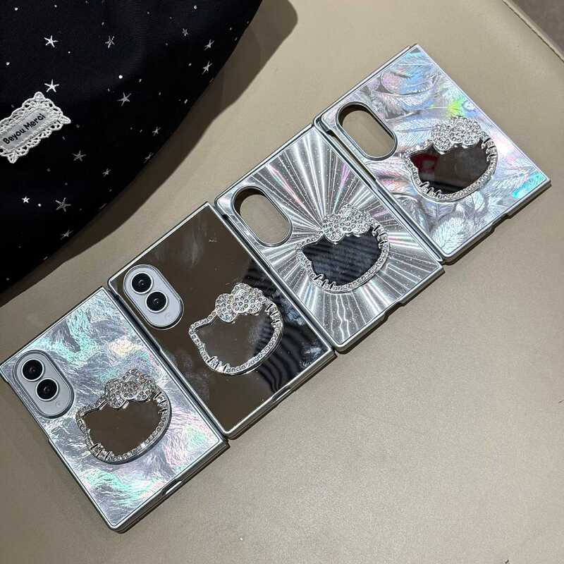 High-end mirror case suitable for Samsung Z Fold 8 Ultra phone case Z Fold 8/7/6/ 50% off with folding protective cover and chain