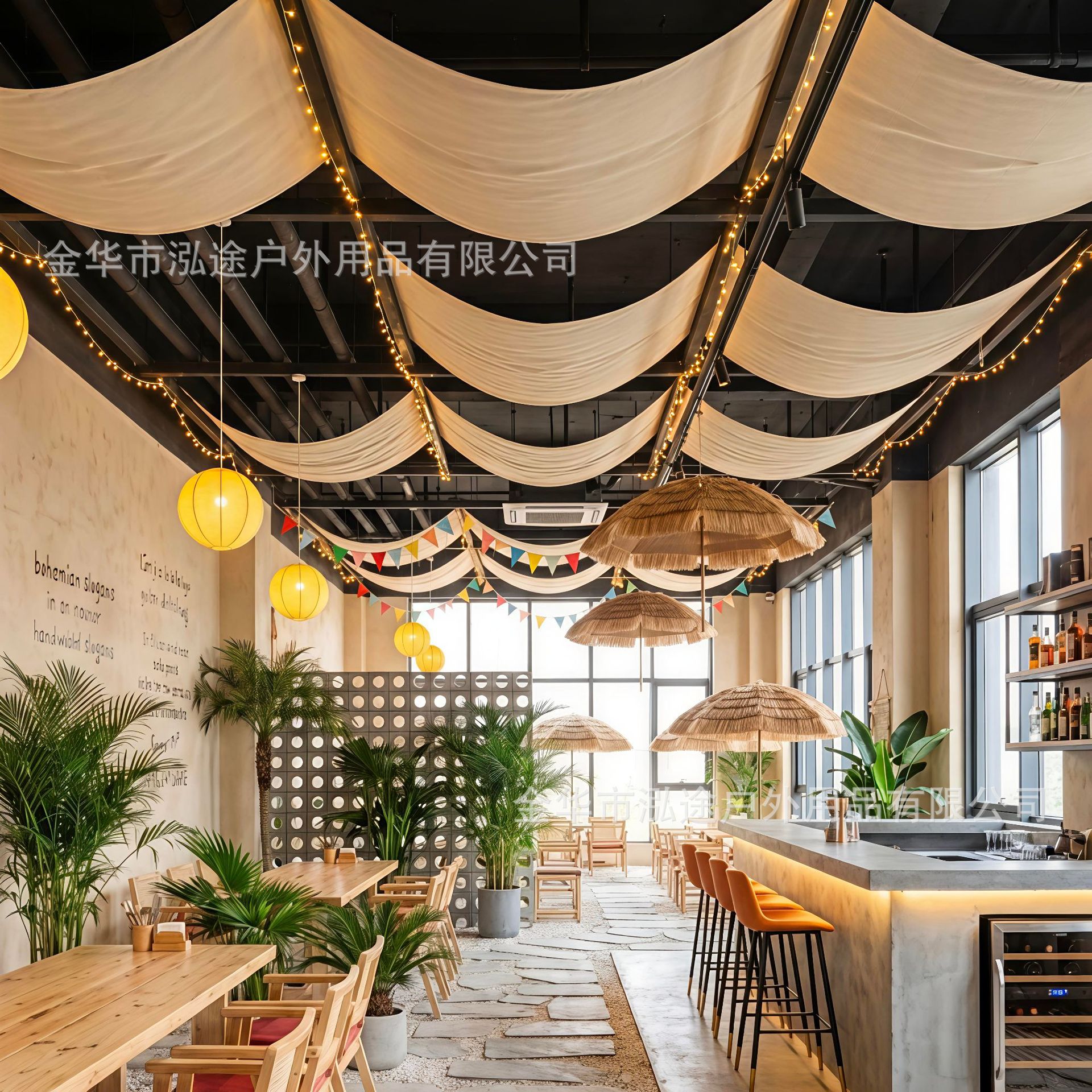 Indoor Canopy Camping Trendy Bar Tavern Café Long Decorative Fabric Strip Atmosphere Decoration Fabric Strip Background Cloth