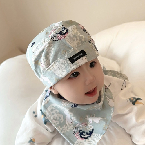 Baby newborn baby hat spring and autumn thin section boys and girls winter little princess handsome pirate hat turban pure cotton