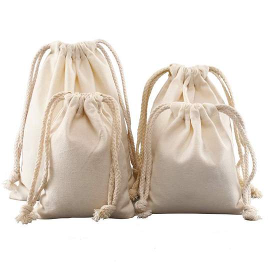 Canvas drawstring bag in stock blank drawstring drawstring bag wholesale cotton shopping storage bag making printed logo