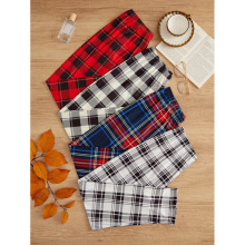 K 30917 Plaid High-waisted Wide-leg Pants ���Ӹ������ȿ�ŷ��